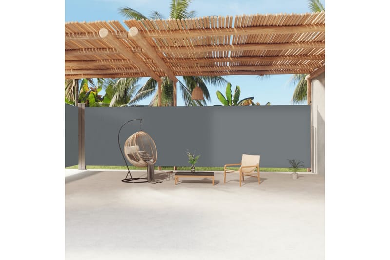 Infällbar sidomarkis antracit 220x1200 cm - Grå - Utemöbler - Solskydd - Markiser - Balkongmarkis