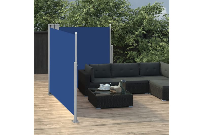 Infällbar sidomarkis blå 100x600 cm - Blå - Utemöbler - Solskydd - Markiser - Balkongmarkis