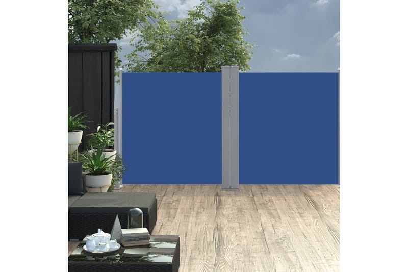 Infällbar sidomarkis blå 100x600 cm - Blå - Utemöbler - Solskydd - Markiser - Balkongmarkis