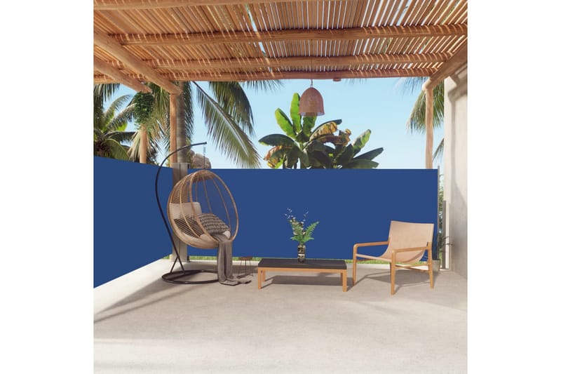 Infällbar sidomarkis blå 140x600 cm - Blå - Utemöbler - Solskydd - Markiser - Balkongmarkis