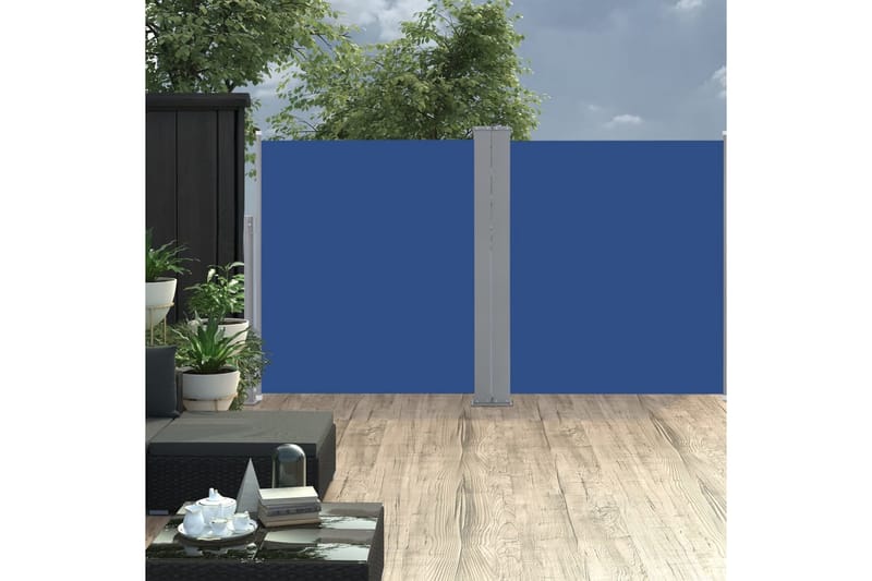Infällbar sidomarkis blå 160x600 cm - Blå - Utemöbler - Solskydd - Markiser - Balkongmarkis