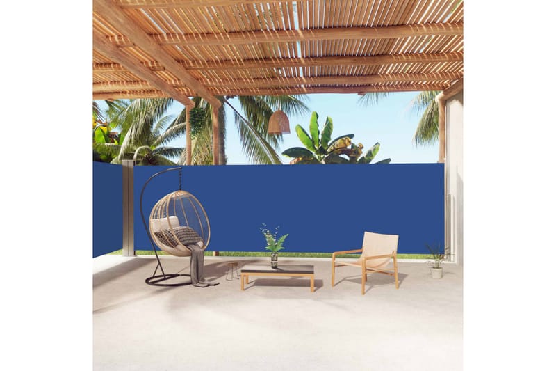 Infällbar sidomarkis blå 180x1000 cm - Blå - Utemöbler - Solskydd - Markiser - Balkongmarkis