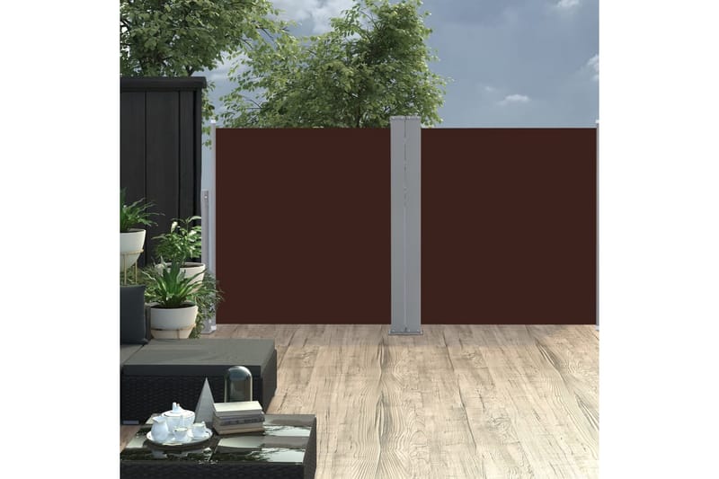 Infällbar sidomarkis brun 120x600 cm - Brun - Utemöbler - Solskydd - Markiser - Balkongmarkis