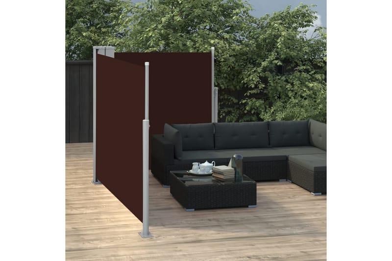 Infällbar sidomarkis brun 120x600 cm - Brun - Utemöbler - Solskydd - Markiser - Balkongmarkis