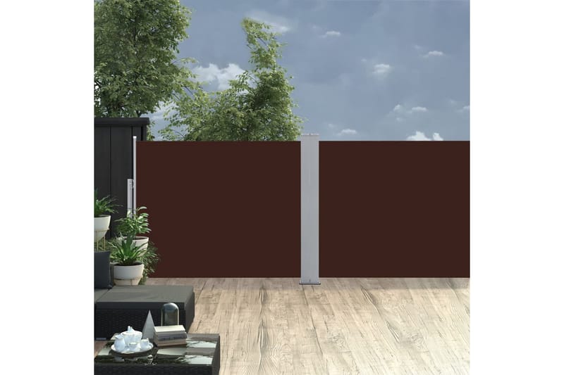 Infällbar sidomarkis brun 140x1000 cm - Brun - Utemöbler - Solskydd - Markiser - Balkongmarkis