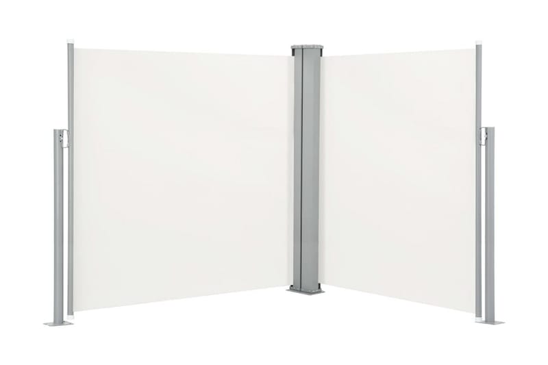 Infällbar sidomarkis dubbel 170x600 cm gräddvit - Vit - Utemöbler - Solskydd - Markiser - Balkongmarkis