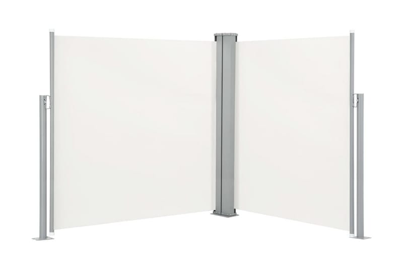 Infällbar sidomarkis dubbel 170x600 cm gräddvit - Vit - Balkongmarkis - Markiser - Sidomarkis - Balkongskydd & insynsskydd balkong