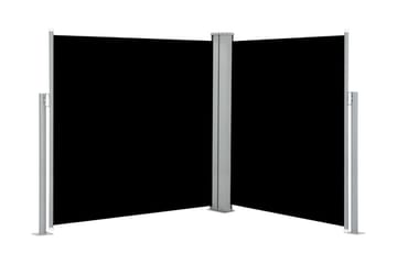 Infällbar sidomarkis dubbel 170x600 cm svart