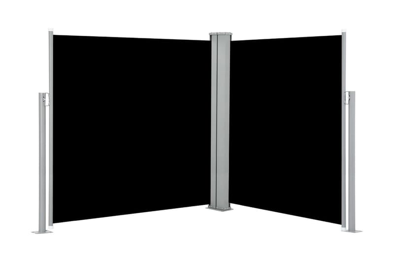 Infällbar sidomarkis dubbel 170x600 cm svart - Svart - Balkongmarkis - Markiser - Sidomarkis - Balkongskydd & insynsskydd balkong