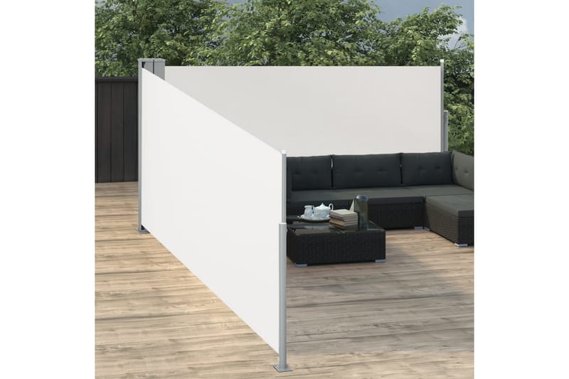 Infällbar sidomarkis gräddvit 100x1000 cm - Vit - Utemöbler - Solskydd - Markiser - Balkongmarkis