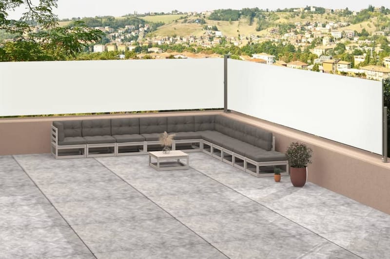 Infällbar sidomarkis gräddvit 117x1200 cm - Vit - Utemöbler - Solskydd - Markiser - Balkongmarkis