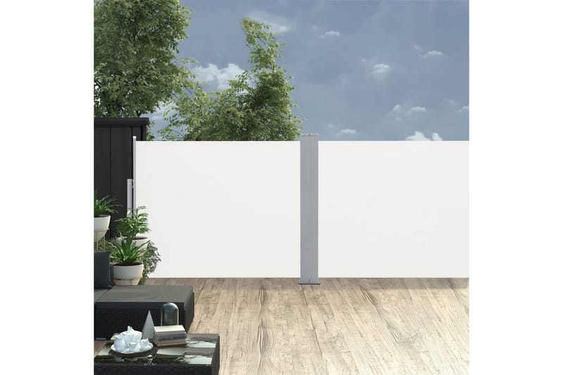 Infällbar sidomarkis gräddvit 140x1000 cm - Vit - Utemöbler - Solskydd - Markiser - Balkongmarkis