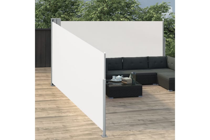 Infällbar sidomarkis gräddvit 140x1000 cm - Vit - Utemöbler - Solskydd - Markiser - Balkongmarkis