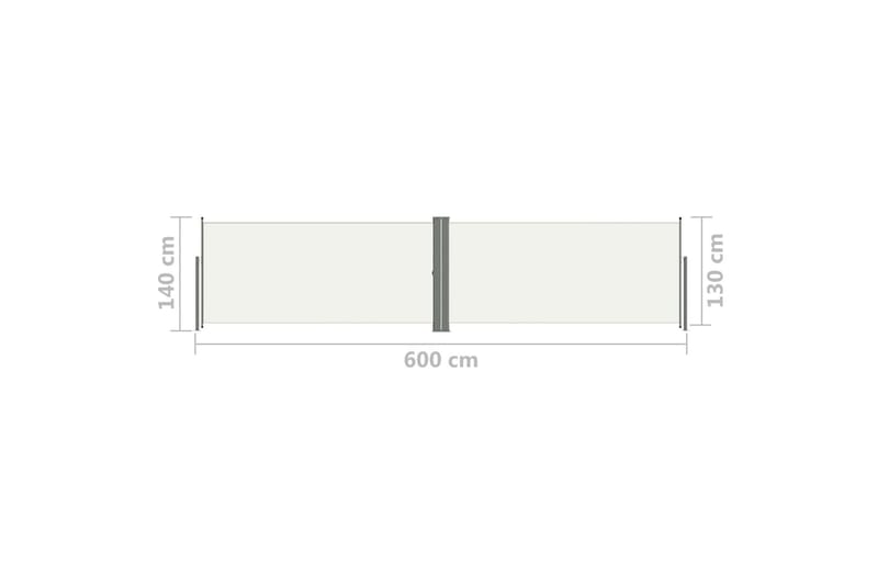 Infällbar sidomarkis gräddvit 140x600 cm - Vit - Utemöbler - Solskydd - Markiser - Balkongmarkis