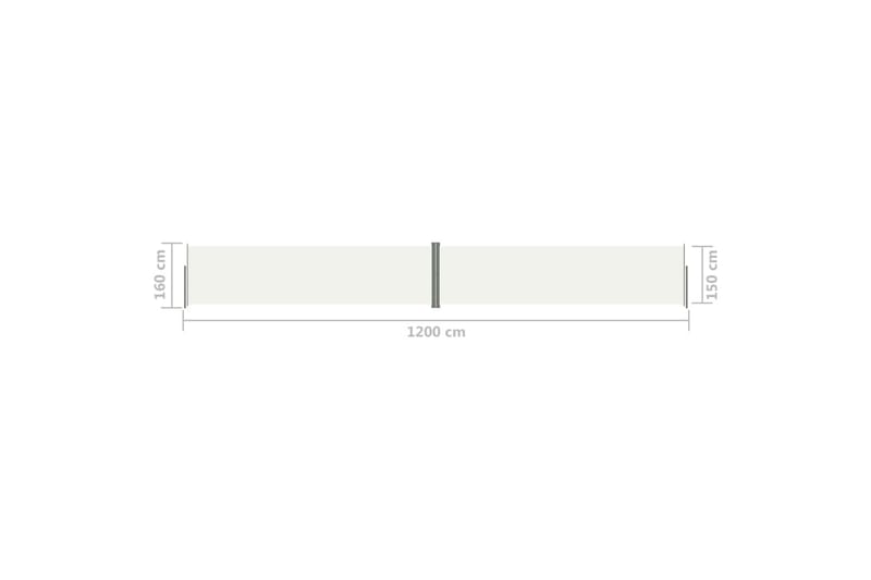 Infällbar sidomarkis gräddvit 160x1200 cm - Vit - Utemöbler - Solskydd - Markiser - Balkongmarkis