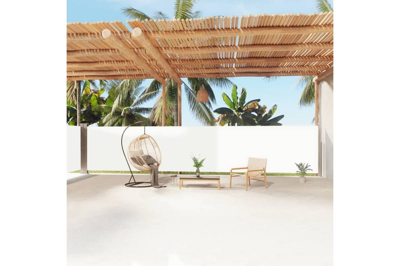 Infällbar sidomarkis gräddvit 160x1200 cm - Vit - Utemöbler - Solskydd - Markiser - Balkongmarkis