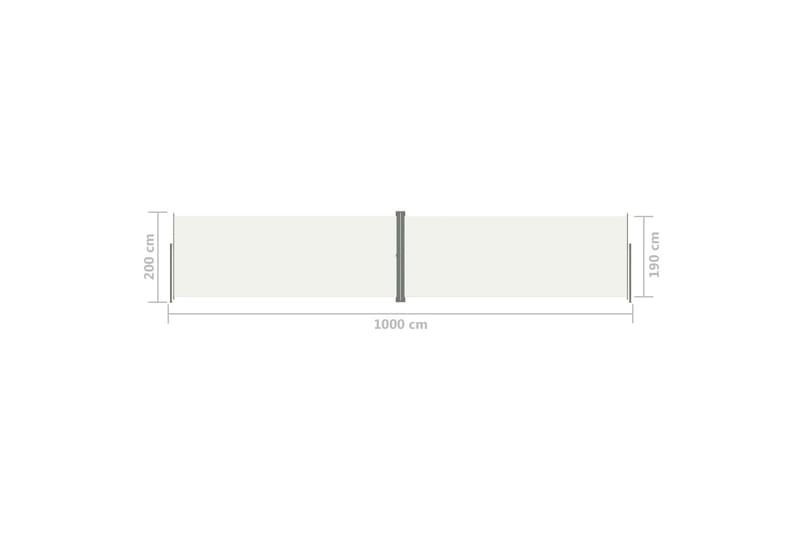 Infällbar sidomarkis gräddvit 200x1000 cm - Vit - Utemöbler - Solskydd - Markiser - Balkongmarkis