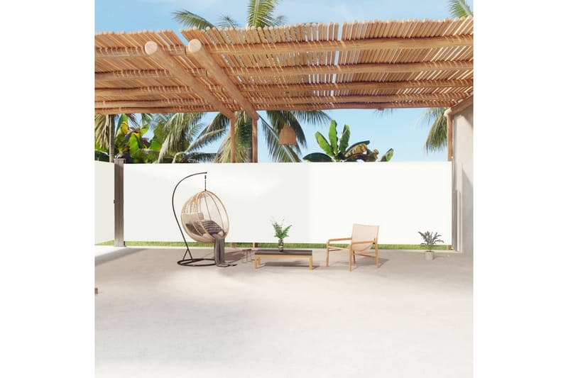 Infällbar sidomarkis gräddvit 200x1200 cm - Vit - Utemöbler - Solskydd - Markiser - Balkongmarkis