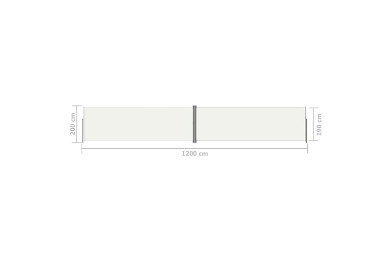 Infällbar sidomarkis gräddvit 200x1200 cm - Vit - Utemöbler - Solskydd - Markiser - Balkongmarkis