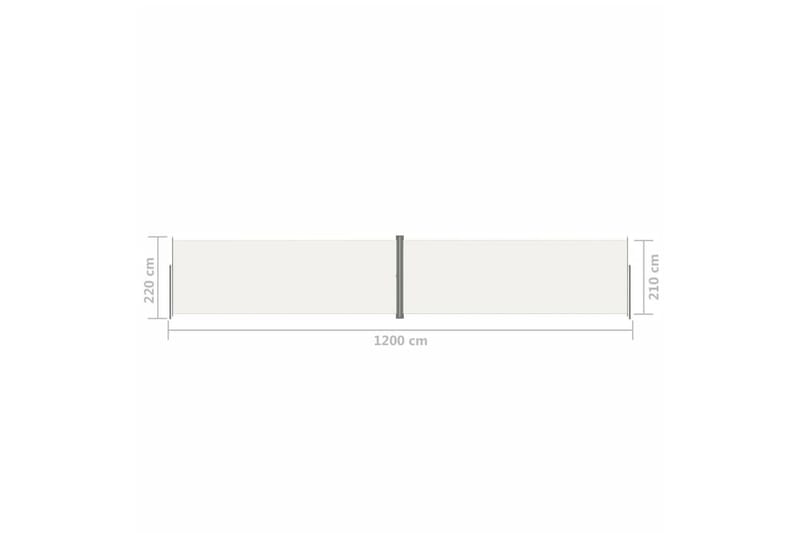 Infällbar sidomarkis gräddvit 220x1200 cm - Vit - Utemöbler - Solskydd - Markiser - Balkongmarkis