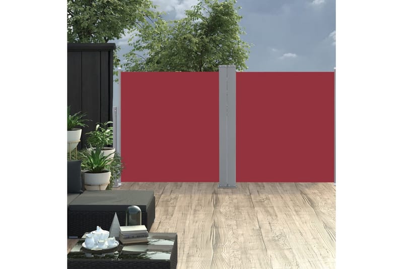 Infällbar sidomarkis röd 100x600 cm - Röd - Balkongmarkis - Markiser - Sidomarkis - Balkongskydd & insynsskydd balkong