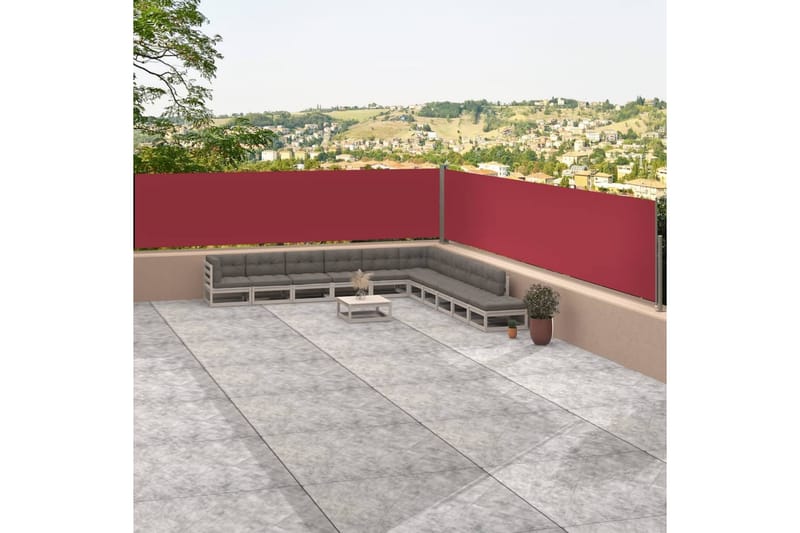 Infällbar sidomarkis röd 117x1200 cm - Röd - Utemöbler - Solskydd - Markiser - Balkongmarkis