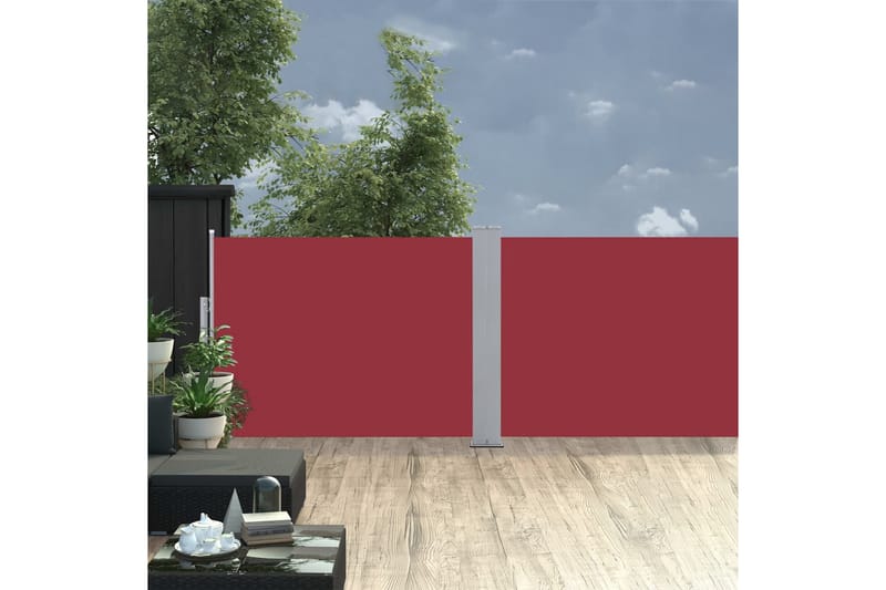 Infällbar sidomarkis röd 120x1000 cm - Röd - Utemöbler - Solskydd - Markiser - Balkongmarkis