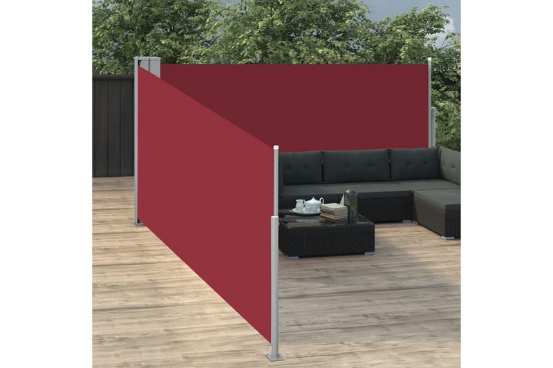 Infällbar sidomarkis röd 120x1000 cm - Röd - Utemöbler - Solskydd - Markiser - Balkongmarkis