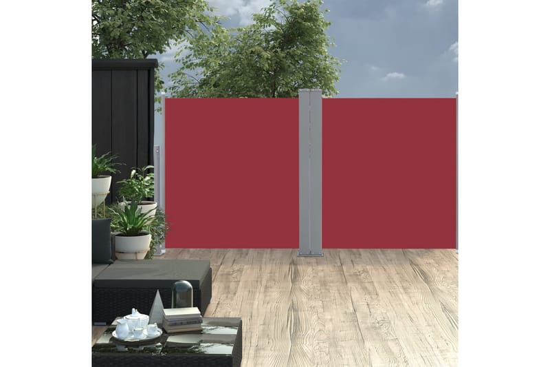 Infällbar sidomarkis röd 120x600 cm - Röd - Utemöbler - Solskydd - Markiser - Balkongmarkis