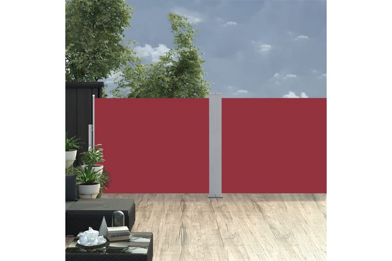 Infällbar sidomarkis röd 140x1000 cm - Röd - Utemöbler - Solskydd - Markiser - Balkongmarkis