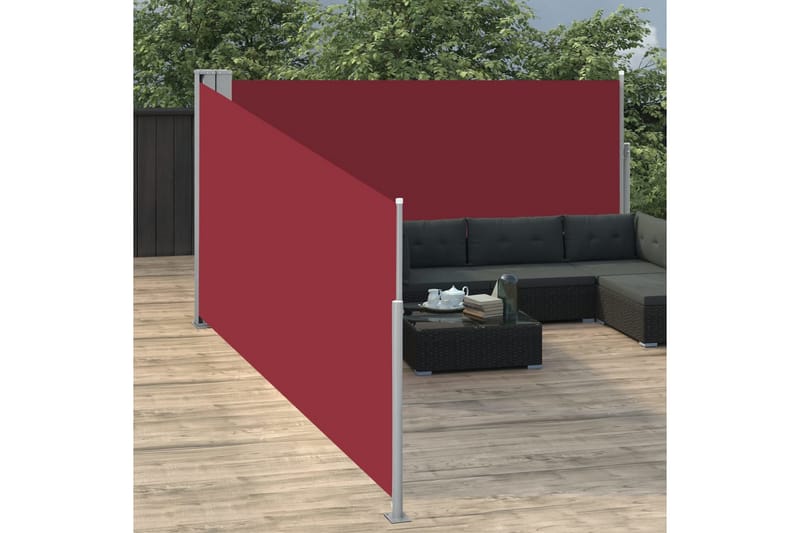 Infällbar sidomarkis röd 140x1000 cm - Röd - Utemöbler - Solskydd - Markiser - Balkongmarkis