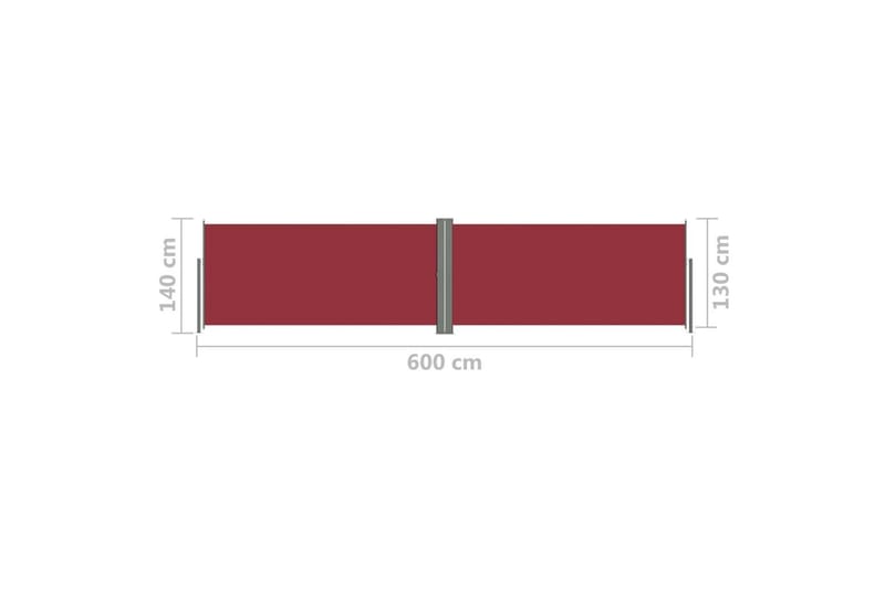 Infällbar sidomarkis röd 140x600 cm - Röd - Utemöbler - Solskydd - Markiser - Balkongmarkis