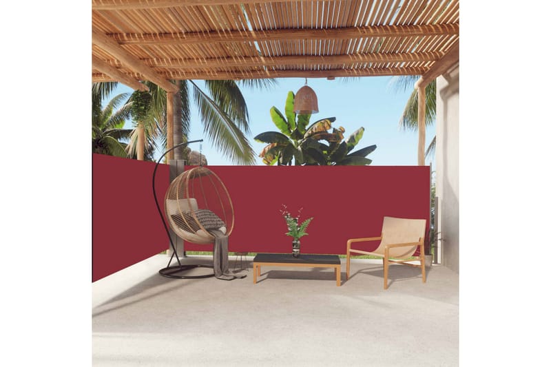 Infällbar sidomarkis röd 140x600 cm - Röd - Utemöbler - Solskydd - Markiser - Balkongmarkis