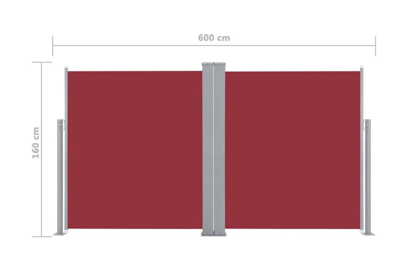Infällbar sidomarkis röd 160x600 cm - Röd - Utemöbler - Solskydd - Markiser - Balkongmarkis