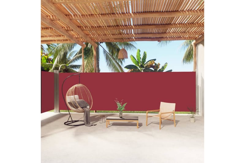 Infällbar sidomarkis röd 180x1000 cm - Röd - Utemöbler - Solskydd - Markiser - Balkongmarkis