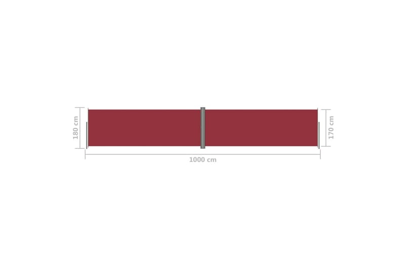 Infällbar sidomarkis röd 180x1000 cm - Röd - Utemöbler - Solskydd - Markiser - Balkongmarkis
