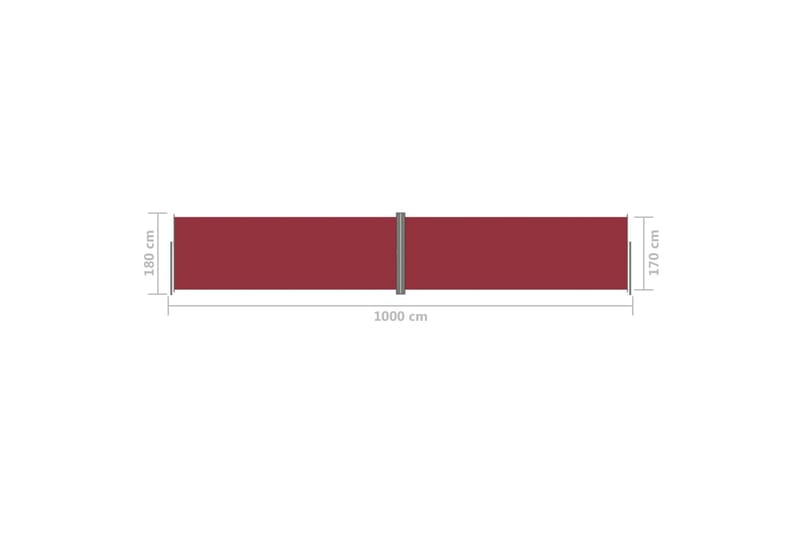 Infällbar sidomarkis röd 180x1000 cm - Röd - Balkongmarkis - Markiser - Sidomarkis - Balkongskydd & insynsskydd balkong