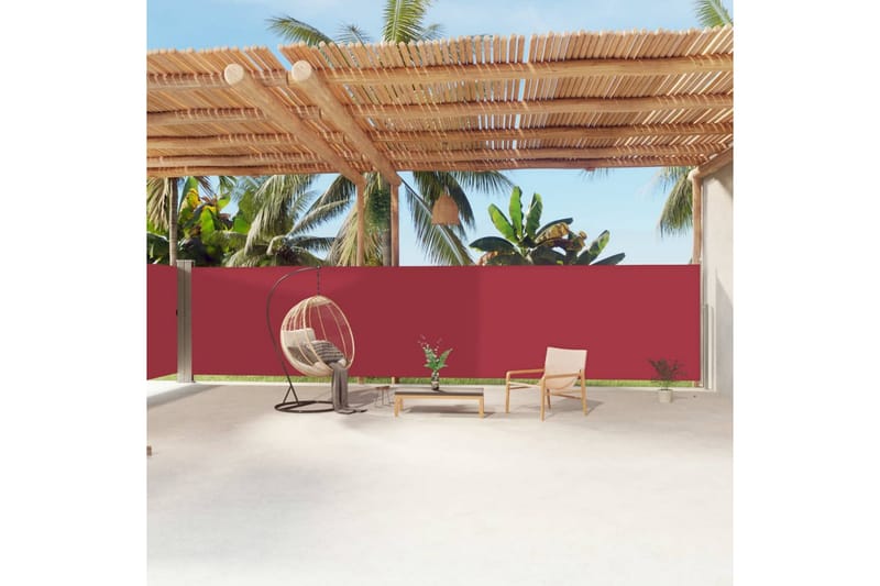 Infällbar sidomarkis röd 180x1200 cm - Röd - Utemöbler - Solskydd - Markiser - Balkongmarkis