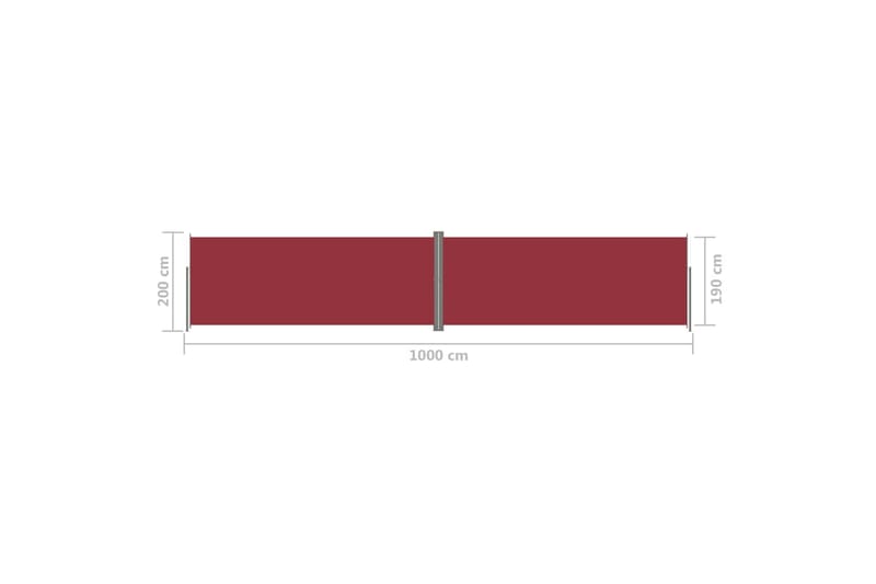 Infällbar sidomarkis röd 200x1000 cm - Röd - Utemöbler - Solskydd - Markiser - Balkongmarkis