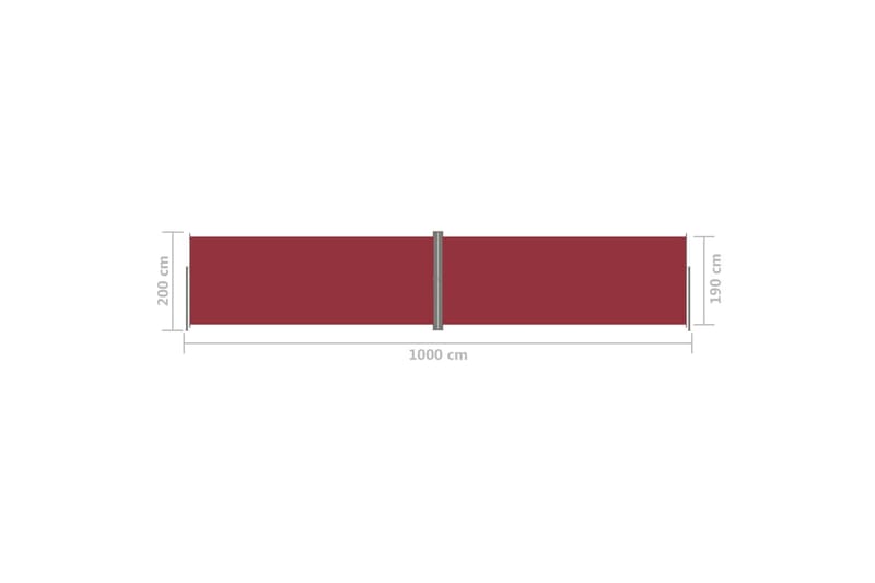 Infällbar sidomarkis röd 200x1000 cm - Röd - Balkongmarkis - Markiser - Sidomarkis - Balkongskydd & insynsskydd balkong