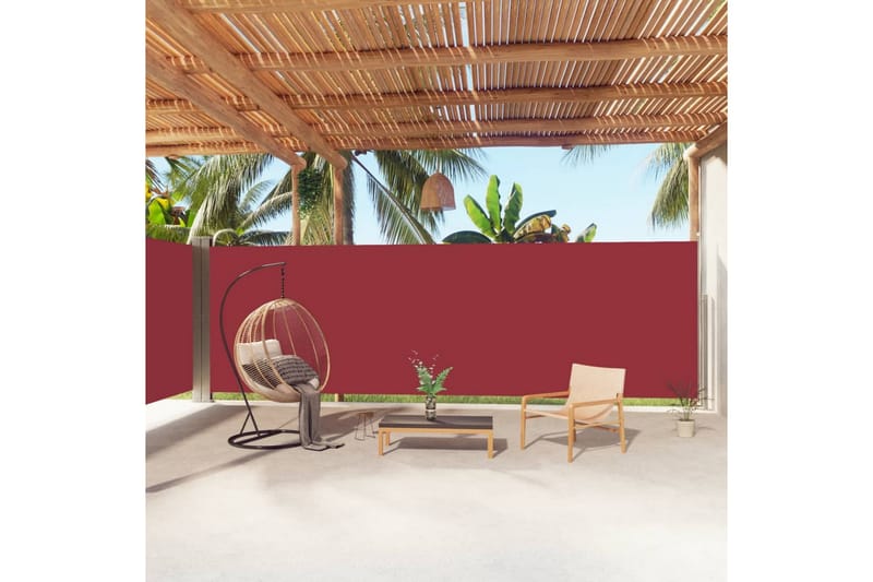 Infällbar sidomarkis röd 200x1000 cm - Röd - Utemöbler - Solskydd - Markiser - Balkongmarkis