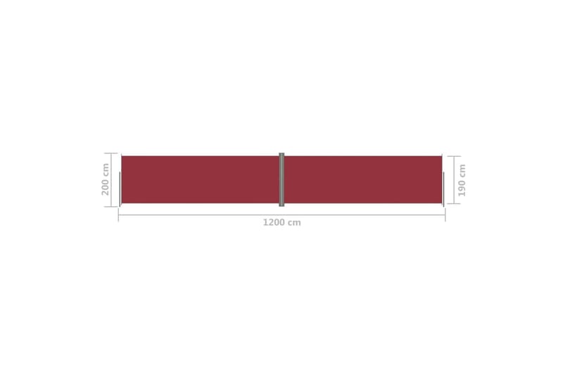 Infällbar sidomarkis röd 200x1200 cm - Röd - Utemöbler - Solskydd - Markiser - Balkongmarkis