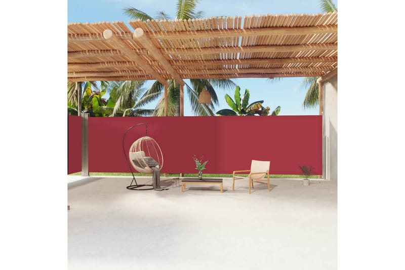 Infällbar sidomarkis röd 200x1200 cm - Röd - Utemöbler - Solskydd - Markiser - Balkongmarkis