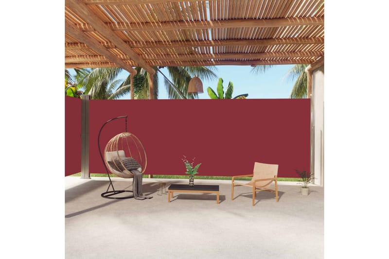 Infällbar sidomarkis röd 220x1000 cm - Röd - Utemöbler - Solskydd - Markiser - Balkongmarkis