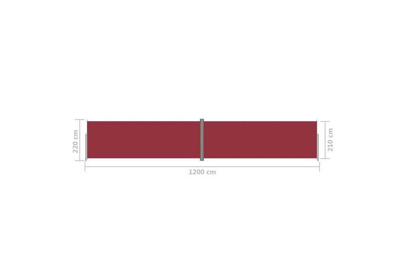 Infällbar sidomarkis röd 220x1200 cm - Röd - Utemöbler - Solskydd - Markiser - Balkongmarkis
