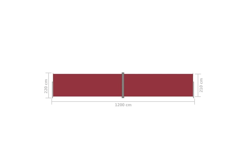 Infällbar sidomarkis röd 220x1200 cm - Röd - Balkongmarkis - Markiser - Sidomarkis - Balkongskydd & insynsskydd balkong