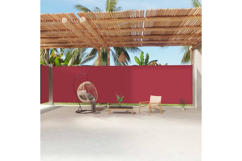 Infällbar sidomarkis röd 220x1200 cm - Röd - Utemöbler - Solskydd - Markiser - Balkongmarkis