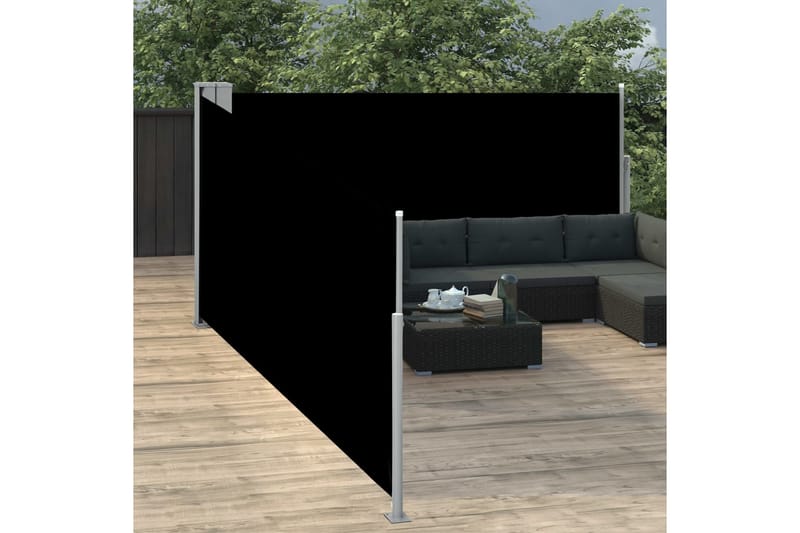 Infällbar sidomarkis svart 100x1000 cm - Svart - Balkongmarkis - Markiser - Sidomarkis - Balkongskydd & insynsskydd balkong