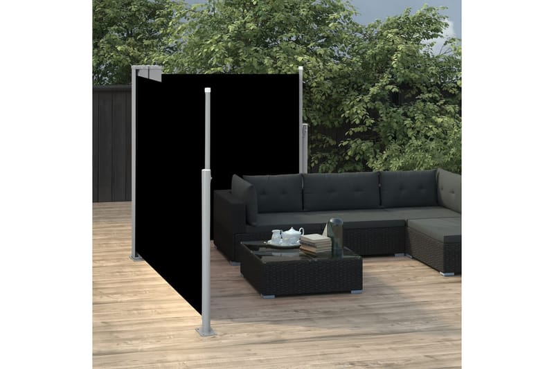 Infällbar sidomarkis svart 100x600 cm - Svart - Balkongmarkis - Markiser - Sidomarkis - Balkongskydd & insynsskydd balkong