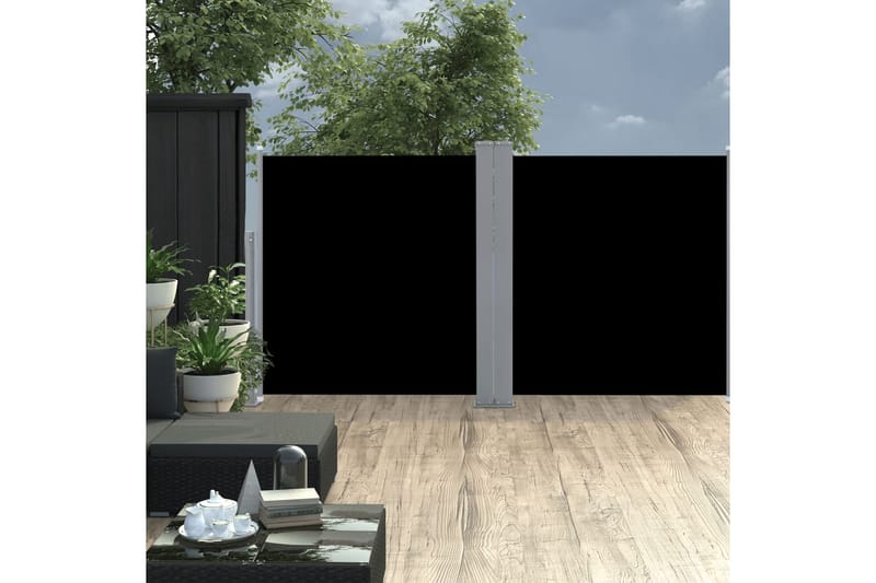 Infällbar sidomarkis svart 100x600 cm - Svart - Utemöbler - Solskydd - Markiser - Balkongmarkis